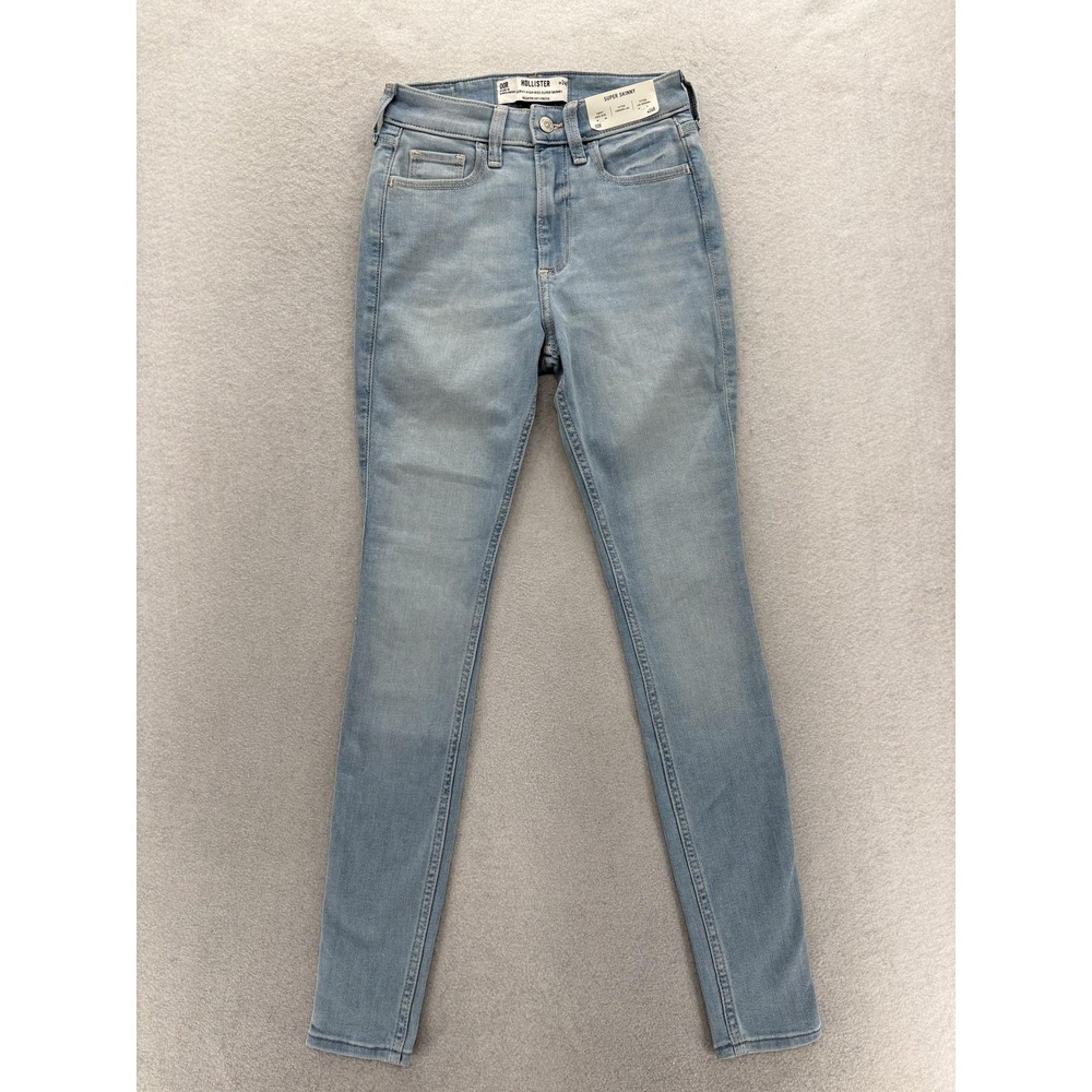 Hollister Curvy High Rise Super Skinny Jeans Womens 00 Blue Light Wash Preppy